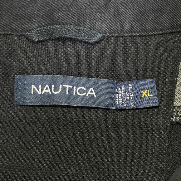 Nautica Sportswear Y2K Sailing Rugby Stripe Polo Shirt Mens Gray Black XL Retro - Picture 5 of 9